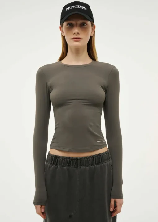 Women PE Nation - FOUNDATION LONG SLEEVE TOP (GUNMETAL)