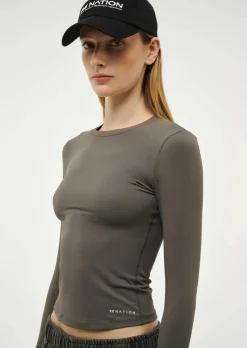 Women PE Nation - FOUNDATION LONG SLEEVE TOP (GUNMETAL)