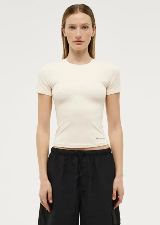 Women PE Nation - FOUNDATION SHORT SLEEVE TEE (WHISPER WHITE)