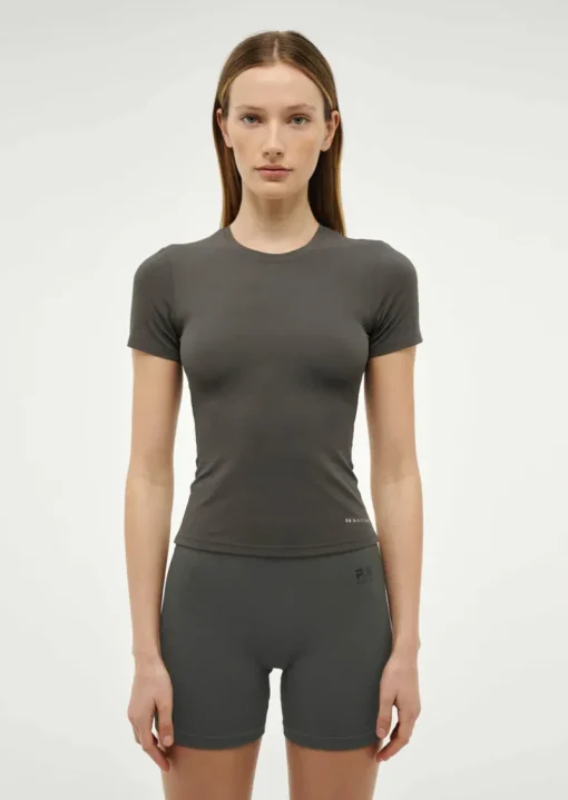 Women PE Nation P.E NATION - FOUNDATION SHORT SLEEVE TEE (GUNMETAL)