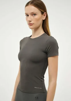 Women PE Nation P.E NATION - FOUNDATION SHORT SLEEVE TEE (GUNMETAL)