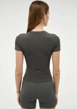 Women PE Nation P.E NATION - FOUNDATION SHORT SLEEVE TEE (GUNMETAL)