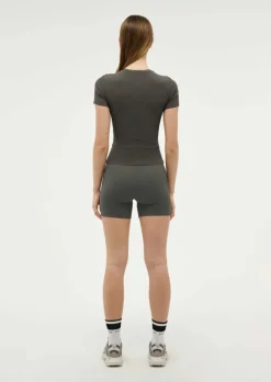 Women PE Nation P.E NATION - FOUNDATION SHORT SLEEVE TEE (GUNMETAL)