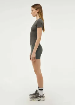 Women PE Nation P.E NATION - FOUNDATION SHORT SLEEVE TEE (GUNMETAL)