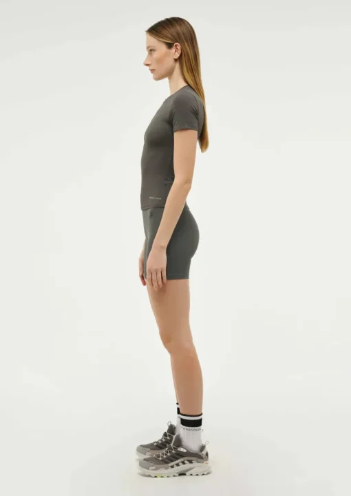 Women PE Nation P.E NATION - FOUNDATION SHORT SLEEVE TEE (GUNMETAL)