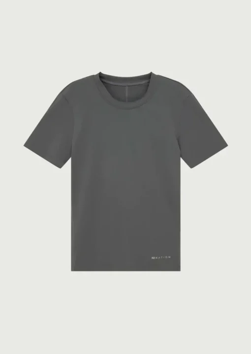 Women PE Nation P.E NATION - FOUNDATION SHORT SLEEVE TEE (GUNMETAL)