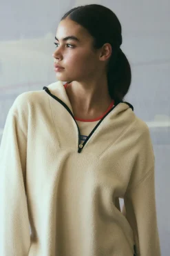 Women PE Nation - SHERPA HOODIE (PEARLED IVORY)