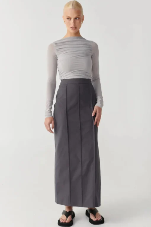 RAEF The Label - EMERY LONG SLEEVE MESH TOP (GREY)