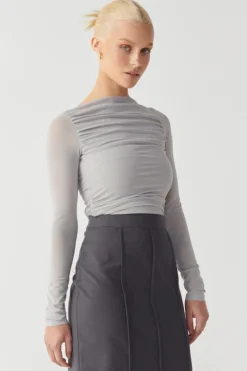 RAEF The Label - EMERY LONG SLEEVE MESH TOP (GREY)