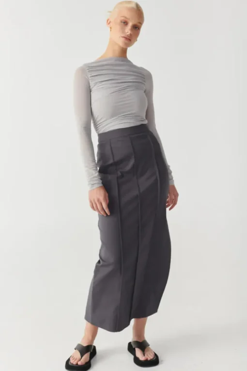 RAEF The Label - EMERY LONG SLEEVE MESH TOP (GREY)
