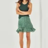 Women Remain - Charlotte Skirt (Hunter Green Paisely) FINAL SALE