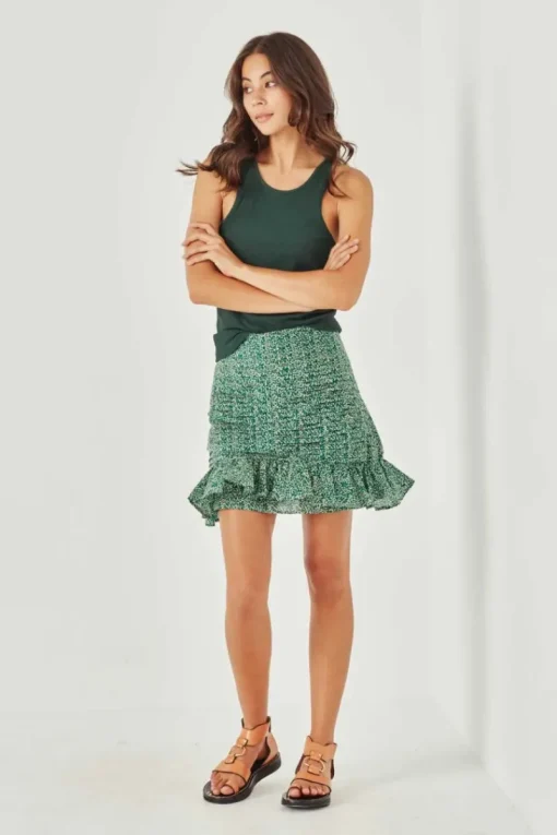 Women Remain - Charlotte Skirt (Hunter Green Paisely) FINAL SALE