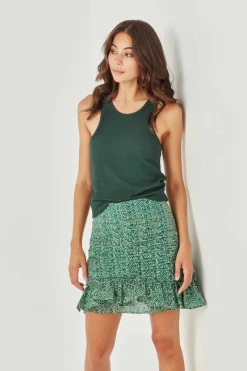 Women Remain - Charlotte Skirt (Hunter Green Paisely) FINAL SALE