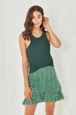 Women Remain - Charlotte Skirt (Hunter Green Paisely) FINAL SALE