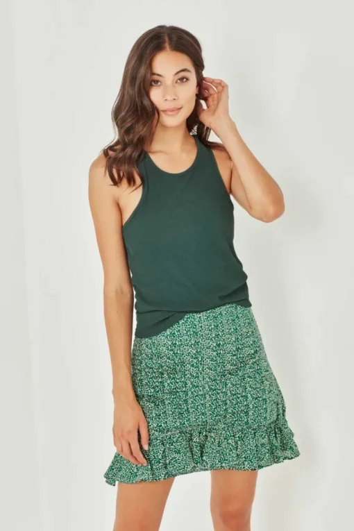 Women Remain - Charlotte Skirt (Hunter Green Paisely) FINAL SALE