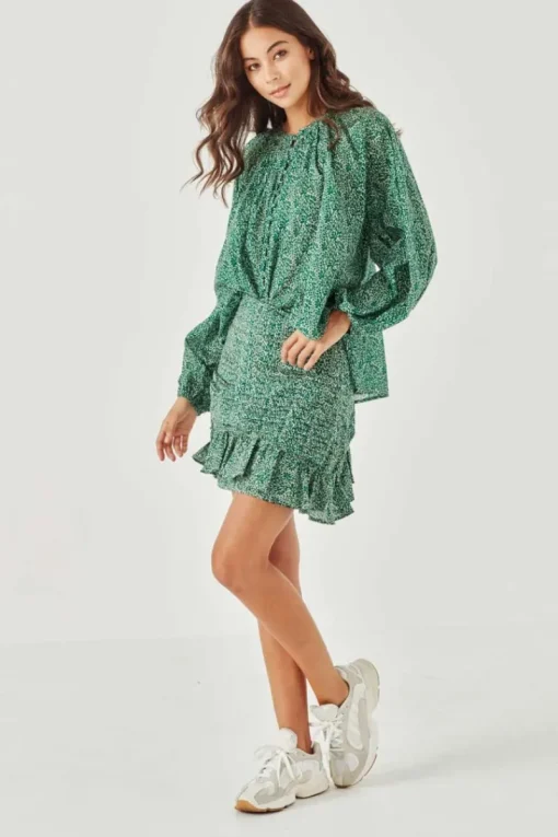 Women Remain - Sienna Shirt (Hunter Green Paisley)
