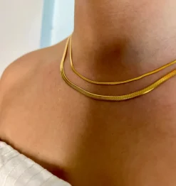 Women Riche Paris Femme RICHÉ PARIS FEMME - HERRINGBONE GOLD NECKLACE 4MM