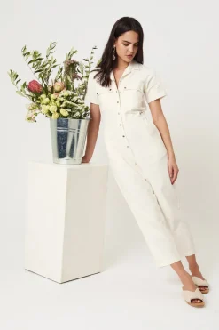 Women Rue Stiic - DAISY EMBRO JUMPSUIT GAURA (WHITE)
