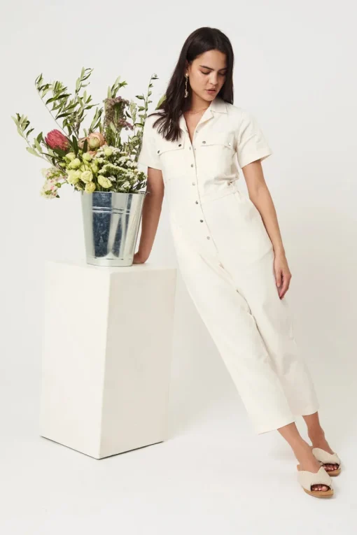 Women Rue Stiic - DAISY EMBRO JUMPSUIT GAURA (WHITE)