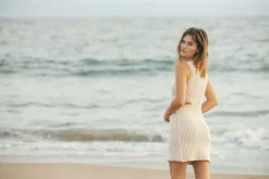 Rue Stiic - Emily Mini Knit Dress (Off White Sand Stripe)
