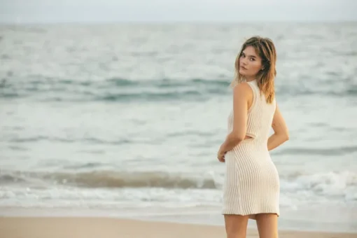 Rue Stiic - Emily Mini Knit Dress (Off White Sand Stripe)