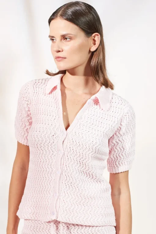 Women Rue Stiic - Feli Knit Polo Tee (Ice Pink)