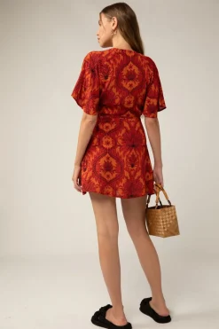 Rue Stiic - NINA MINI WRAP DRESS (DAMASK FLORAL)