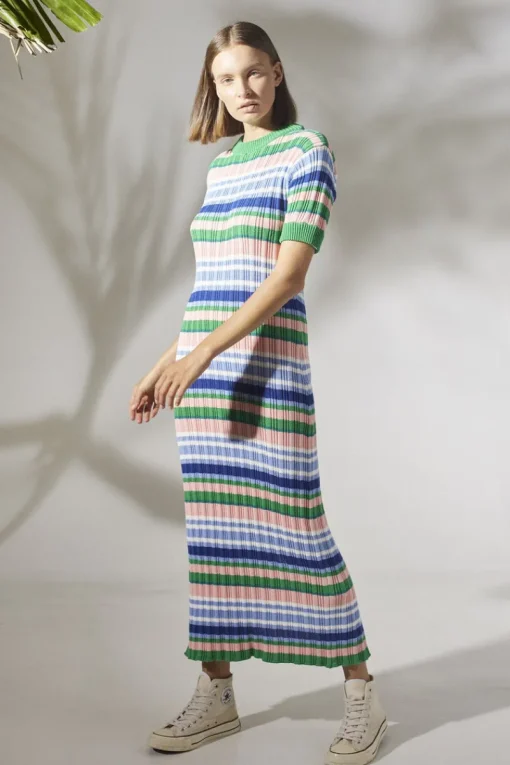 Rue Stiic - Wren Maxi Knit Dress (Retro Stripe Orchid Pink)