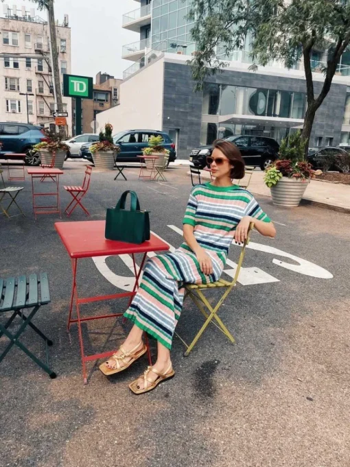 Rue Stiic - Wren Maxi Knit Dress (Retro Stripe Orchid Pink)