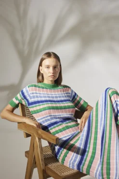 Rue Stiic - Wren Maxi Knit Dress (Retro Stripe Orchid Pink)