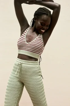 Women Rue Stiic - Mabel Bra Top (Sage / Maroon White Stripe)