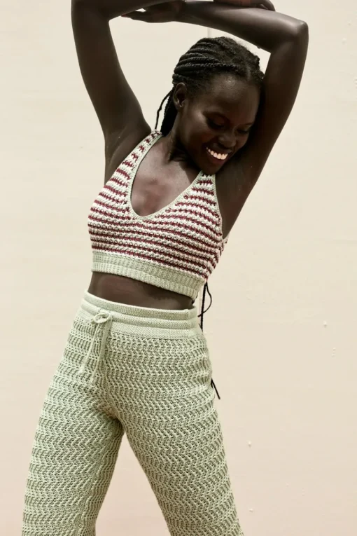 Women Rue Stiic - Mabel Bra Top (Sage / Maroon White Stripe)