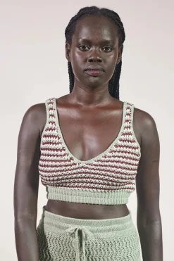 Women Rue Stiic - Mabel Bra Top (Sage / Maroon White Stripe)