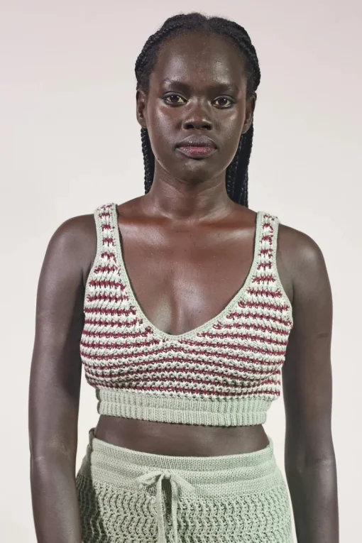 Women Rue Stiic - Mabel Bra Top (Sage / Maroon White Stripe)