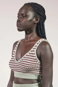 Women Rue Stiic - Mabel Bra Top (Sage / Maroon White Stripe)