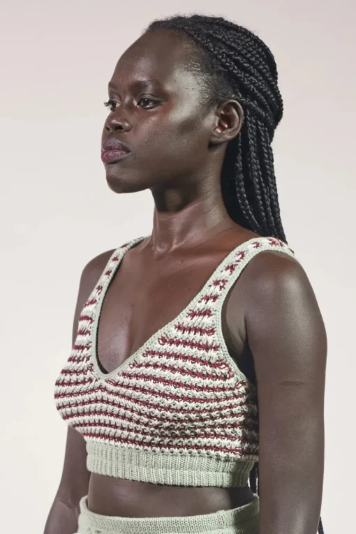 Women Rue Stiic - Mabel Bra Top (Sage / Maroon White Stripe)