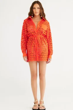 Rumer - CAPRI MINI SHIRT DRESS (CORAL)