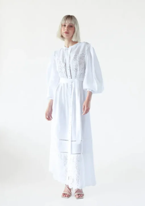 Saint Armont - Bisous Long Sleeve Maxi Dress (Blanche)
