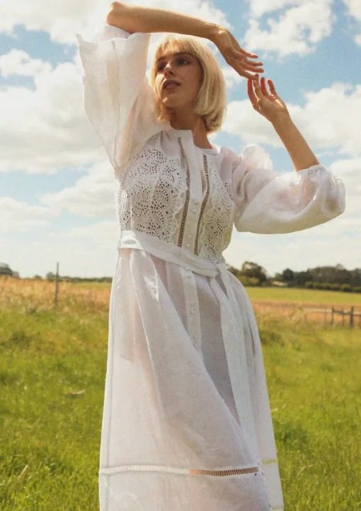 Saint Armont - Bisous Long Sleeve Maxi Dress (Blanche)