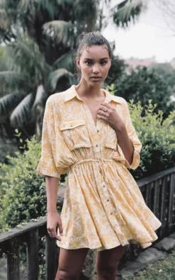 Significant Other - DALLAS DRESS (Yellow and Apricot Daisy) Final Sale