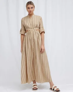 Significant Other - Petra Dress (Almond / Black Stripe)
