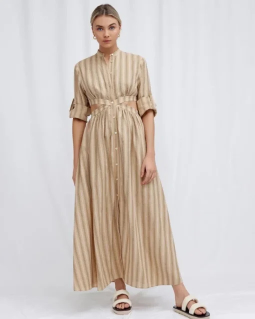 Significant Other - Petra Dress (Almond / Black Stripe)