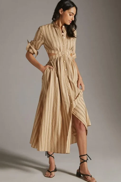 Significant Other - Petra Dress (Almond / Black Stripe)