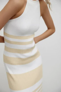 Significant Other - Sage Dress (Almond / Cream Stripe) final sale