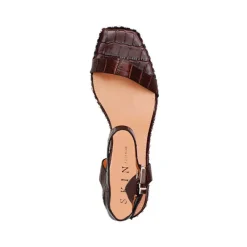 Women Skin Footwear - Jace Brown Croc Embossed Leather