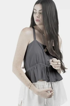 SOLEILUNA - Frill Tie Cami (Smoked Black)