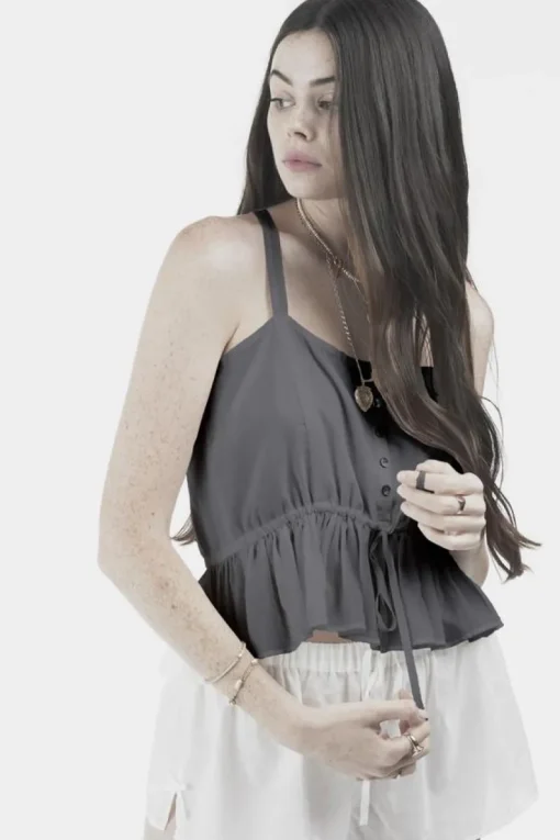 SOLEILUNA - Frill Tie Cami (Smoked Black)