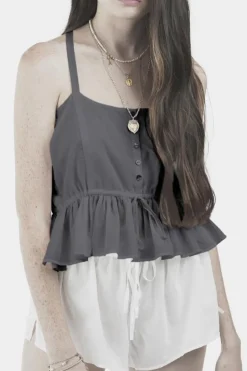 SOLEILUNA - Frill Tie Cami (Smoked Black)