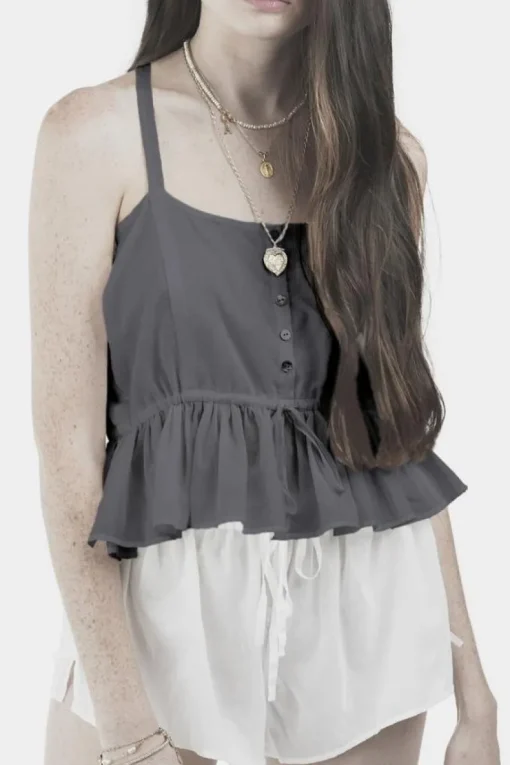 SOLEILUNA - Frill Tie Cami (Smoked Black)