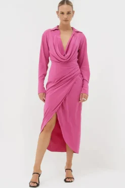 Sovere Studio SOVERE / STUDIO - ATONE MIDI SHIRT DRESS (MAGENTA)